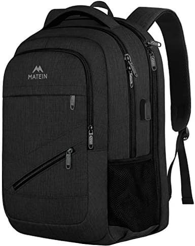 MATEIN Mochila Ordenador Portatil 17 Pulgadas Impermeable, Mochila Universidad Hombre Mujer Grande Antirrobo, TSA Laptop Backpack con Puerto de Carga USB para Trabajo Viaje Escolares, Nergo