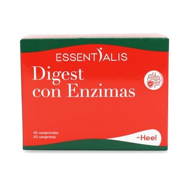 Essentialis Digest con Enzimas – con Hinojo, Jengibre, 5 Enzimas Digestivas y Carbonatos de Calcio y Sodio – Gases, Hinchazón y Digestiones Pesadas – Absorción Nutrientes - 45 comprimidos veganos