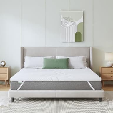 Novilla Topper Viscoelástico 135x190 5 cm, Topper Colchón de Gel, Sobrecolchón Memory Foam Mattress Topper, Topper de Bambú, Cubrecolchón Extraíble y Lavable, Blanco