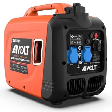AIVOLT Generador Inverter Silencioso de Gasolina 3200W con 2 Salidas de CA 230V, DC 120V y 2 USB Type-A Generador Eléctrico de 3,5L Tanque para Camping, Exterior, Casa, Caravana