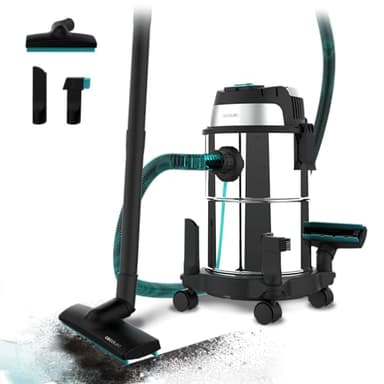 Cecotec Aspirador de Sólidos y Líquidos de 16 L Conga Rockstar Wet & Dry Steel. 1200 W, 20 kPa, Doble función: Aspirador y Soplador, Estructura Metálica, Ruedas, Radio de Acción 5m