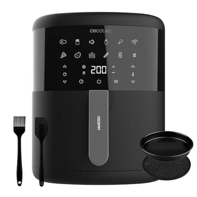 Cecotec Freidora de Aire sin Aceite de 6 L Air Fryer con Accesorios Cecofry Bombastik 6000 Full. 1700 W, Tecnología PerfectCook, Temperatura y Tiempo Regulables, Control Táctil, 12 Modos