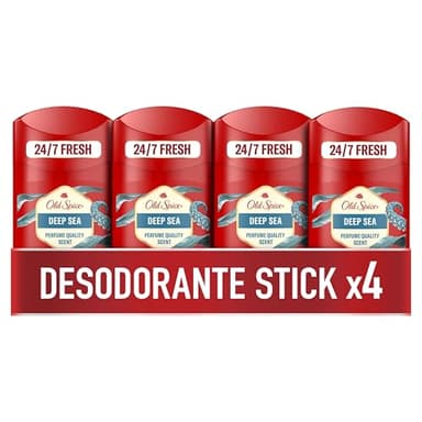 Old Spice Deep Sea Desodorante En Barra Para Hombres 4x50ml, Fresco 24 Horas, Todos Los Días Con Uso Diario, Perfume Duradero, Fragancia Excepcional, Protección Contra El Mal Olor
