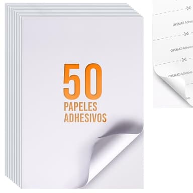 50 Hojas 1 Etiqueta por Hoja | Papel Adhesivo A4 para Impresoras (297mm x 210mm) | Impresoras de Inyección de Tinta, Impresoras Laser y Fotocopiadoras | Papel Adhesivo Impresora