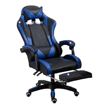 Mi Ko Mi Ka Silla Gaming para Escritorio, Oficina y Juegos Online Giratoria. Silla Cómoda de Altura Ajustable para Gaming ergonómica, de Piel sintética (SILLA-GAMING-813F-AZUL-GJ)