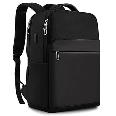 SONAMBULO Mochila Hombre para Ordenador Portátil 15.6 Pulgadas, Mochila de Trabajo Impermeable para Universidad y Oficina con Puerto USB, Mochila Profesor Elegante, Negro