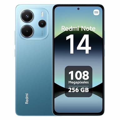 XIAOMI Redmi Note 14 - Smartphone de 8+256GB, Pantalla de 6.67" AMOLED FHD+ 120Hz, MediaTek Helio G99-Ultra, cámara de 108MP, TurboCharge 33W, 5500 mAh, Cargador no Incluido, Azul (Versión ES)