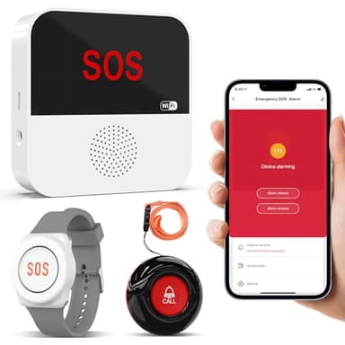 ChunHee Botón de Llamada de Emergencia para Personas Mayores Tuya WiFi Smart Senior Sistema de Alerta de Llamada de Emergencia para Pacientes Mayores Discapacitados (Conjunto C)