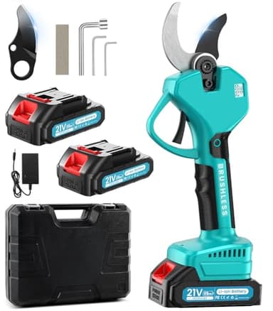 Tijeras de Podar Electricas,50mm Tijeras de Podar Bateria para Makita con 2 Baterías 2000mAh, Pantalla LCD, 900W Motor Sin Escobillas Silencioso,Profesional Tijera de Podar para Ramas,Arbustos,Troncos