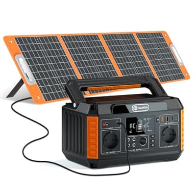 Flashfish Estación de energía portátil de 520 Wh con panel solar de 100 W, generador solar con 2 enchufes de 230 V/560 W (Surge1100 W), 5 salidas CC y 4 salidas USB, batería para camping, fiestas