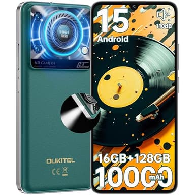 OUKITEL C60 Telefonos Moviles Libres Android 15-16GB+128GB/1TB, Batería 10000mAh 6.8" HD+ 90Hz Telefonos Moviles 110db 120 Lúmenes Smartphone, 4G Dual SIM/Peso 298g/OTG/GPS/Fingerprint/Face ID