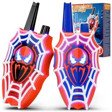 Mirthigig Walkie Talkies Niños, Web con Luces Rojas/Azules y Ojos Intermitentes, Juguetes Niños 3 4 5 6 7 8 10 Años Regalos Niño 3-12 Años Exterior Jardin Juegos Regalos Niños de 3-12 Años Cumpleaños