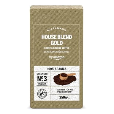by Amazon House Blend Gold - Café tostado y molido, 250 g, 1 paquete