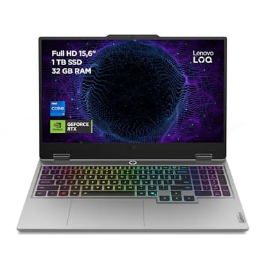 Lenovo LOQ Gen 10 - Portátil Gaming IA 15.6" FHD (Intel Core i7-13650HX, NVIDIA GeForce RTX 5060, 32 GB RAM, 1 TB SSD, 144 Hz, Wi-Fi 6, Sin Sistema Operativo) QWERTY RGB 24 Zonas Español - Gris