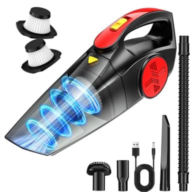 CFEN Aspirador de Mano sin Cable Potente, Aspirador Coche Portátil 9000 Pa con Batería Recargable Dos Filtros HEPA Lavable y Reutilizable, Aspiradora de Carga Rápida 75W para Hogar Coche y Mascotas