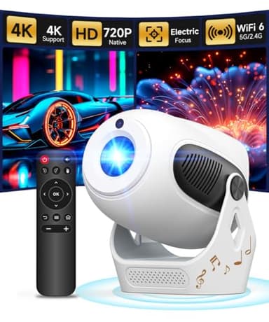 【Enfoque Eléctrico 4K】 Magcubic Mini Proyector con Android 11, Bluetooth 5.0, WiFi 6, 200ANSI Proyector Portátil con Rotación de 180° Que Admite Corrección Trapezoidal Horizontal Autom