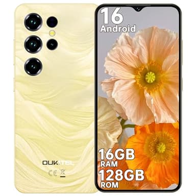 OUKITEL C2 Movil Inteligente Android 16-16GB RAM+128GB ROM/TF 1TB Telefonos Moviles Libres 2026, Batería 5150mAh, 6.52" HD Pantalla Smartphone, Cámara 13MP, 4G Dual SIM/Face ID/OTG/3.5mm Jack, Oro