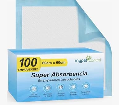 Empapadores Perros 60x60 cm Pack 100 Unidades – Súper Absorbentes y Antifugas, Protector Higiénico para Cachorros y Perros Adultos, Base Impermeable