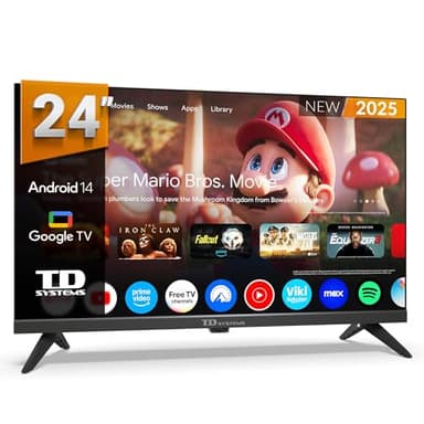 TD Systems - Smart TV 24 Pulgadas, Android 14 GTV, Television TDT HD, Modelo 2025, Televisor con 3 años de garantía - PRIME24K21GLE