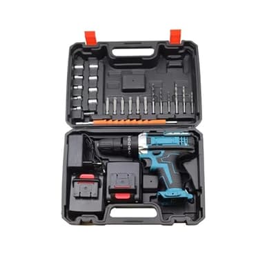 Set de taladro percutor inalambrico, con 2 baterias 21V 1,5 Ah, 25+3 Ajuste de Par, 2 Velocidad, Don Feliz