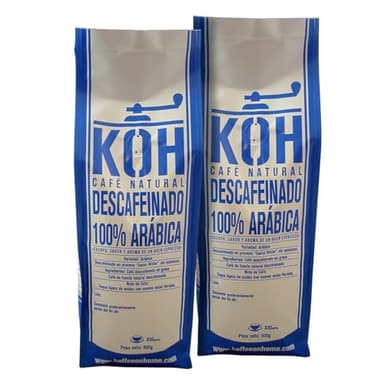 KoffeeONHOME Café en Grano Descafeinado al Agua – 100% Arábica – Tueste Natural – 1 kg (2x500 gr)