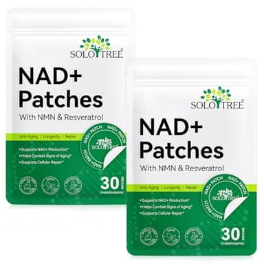 NAD+ Parches con Nicotinamide y Resveratrol, Soporte Energía Celular, Antienvejecimiento, Producción de NAD+ ‌Patches (60 PCS)