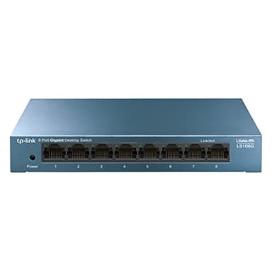 TP-Link LS108G - Switch 8 Puertos (10/100/1000) Switch Ethernet Gigabit, Carcasa metálica, Ultraligero con Super disipación de calor, Ahorro de Energía, Silencioso, Sin configuración