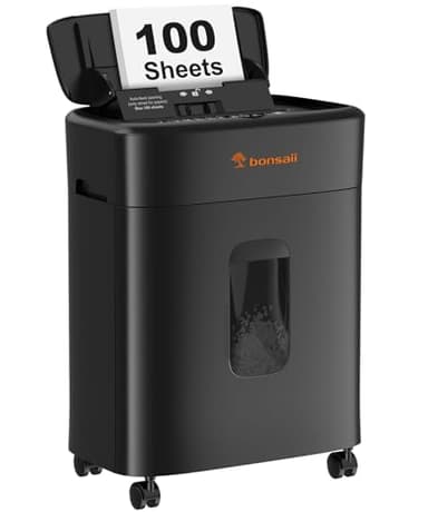 Bonsaii Destructora de Documentos Micro-Cut 100 Páginas, Nivel Seguridad P-4, 30 Minutos Funcionamiento Continuo en Modo Automático, 16L Capacidad Contenedor, Alta Eficiencia (C231-D)