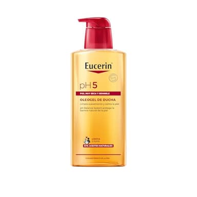 Eucerin pH5 Oleogel de ducha (400 ml), aceite limpiador corporal con aceites naturales para una limpieza diaria suave y nutritiva, aceite para ducha para toda la familia, piel seca y sensible