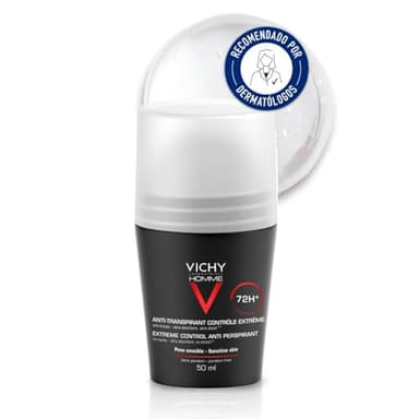 Vichy Desodorante Antitranspirante 72H, Regula la Transpiración y la Humedad, Sin marcas, Enriquecido con Activos Antitranspirantes y Minerales Ultraabsorbentes, Homme, 50ml
