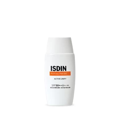 ISDIN Fotoultra 100 Active Unify SPF 50+ Crema Fluida con Triple Acción Despigmentante que Unifica el Tono y Ayuda a Evitar la aparición de Nuevas Manchas, 50ml