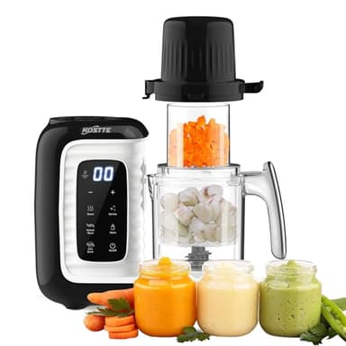 KOSTTE Robot Cocina Bebe, Procesador de Alimentos Bebe, Cocina y Trocea Automáticamente, Función Autolimpieza, Robot de Cocina bebe, Fácil uso y lavado