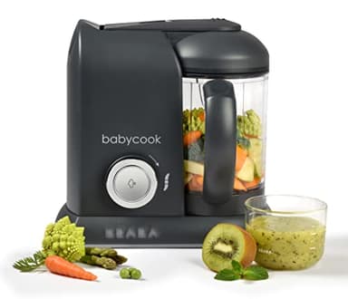 BÉABA Babycook Solo, Robot de cocina infantil 4 en 1, Tritura, cocina y cuece al vapor, Cocción rápida, Comida casera y deliciosa para bebés y niños, Comida variada para tu bebé, dark grey