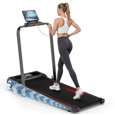 Vannect Cinta de Correr Plegable, 9% Inclinación Cinta de Andar con Dual Pantalla LED, 2.75 HP Walking Pad con Control Remoto Magnético, 12KM/H, App & Bluetooth, Capacidad 150Kg