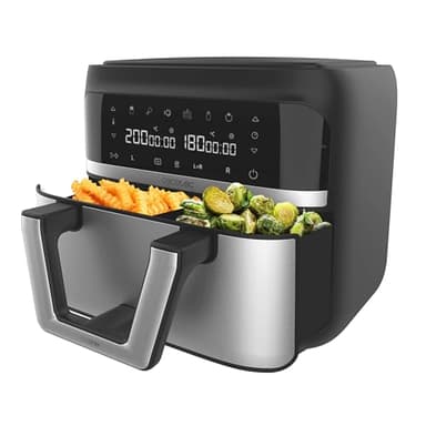 Cecotec Freidora de Aire sin Aceite - 9L Divisible en 2 - Air Fryer Cecofry Dual 9000. 2850W, Dietética y Digital, Panel Táctil, Temperatura Dual y Regulable, 6 Modos, Tecnología PerfectCook
