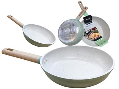 Sult&co - Set de 3 Sartenes Antiadherentes Libres de Pfoa sin Toxicos Rapida Inducción Vitroceramica y Gas (20 + 24 + 28 cm) Aluminio Fundido sin Teflon (20 + 24 + 28)