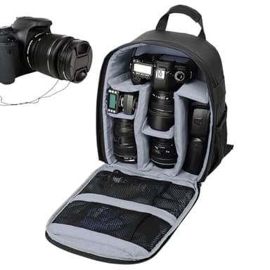 Genérico Mochila para Cámara - Bolso Transportable Para Cámaras Sin Espejo - Organizador Ajustable Unisex para Jóvenes y Deportistas con Compartimentos
