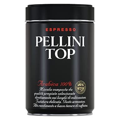 Pellini Café Top 100% Arábica, Café Molido para Moka de Aroma Intenso y Envolvente, Mezcla 100% Arábica de Tueste Delicado, Envase de 250g