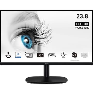 MSI Pro MP245V Monitor Profesional, de 23,8' FHD, 1920 x 1080, 100 Hz, VA, Plano, Anti-Glare, 16:9, 300 nits, Negro