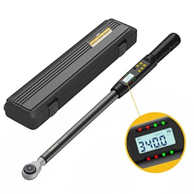 TAGVIT Llave Dinamométrica Digital 1/2", ±2% Alta Precisión, 17-340 Nm Llave Dinamométrica con Zumbador y Pantalla LED para Moto, Coche y Camión