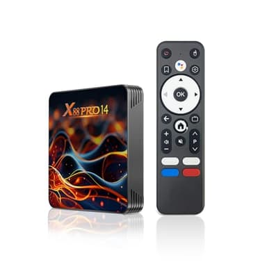 TV Box Android 14.0, TV Box 4K with 2GB RAM 16GB ROM RK3518 Quad-Core 64bit Cortex-A53 Mali 450 MP2 GPU Support Wi-Fi de Doble Banda, Bluetooth 5.0, 10/100M Ethernet HDR10