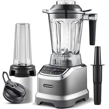 AMZCHEF 1800W Batidora de Vaso 2-EN-1,Batidora Smoothie Profesional de 1,85 litros con 6 cuchillas,Batidora de Vaso Individual 600ml BPA de 1,85L y 600ml para 2 Modos de Mezcla