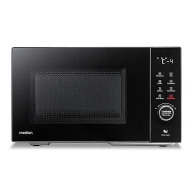 MEDION Microondas con grill y función de aire caliente (23 L, 900 W, 1000 W grill, 1680 W convección, 11 programas automáticos, 5 niveles de potencia, acero inoxidable, MD12031) negro