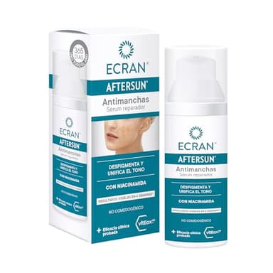 Ecran - Aftersun Sérum Facial Antimanchas Reparador con Niacidamina, Despigmenta y Unifica el Tono, Fórmula con VitEox80 - 50 ml