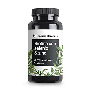 Biotina + Zinc + Selenio - 365 pastillas veganas (Suministro para 1+ año) - Vitaminas para el cabello - Apoya el crecimiento del pelo, fortalece la piel y las uñas - Sin aditivos