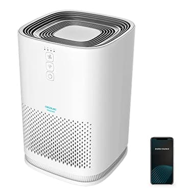 Cecotec Purificador de Aire TotalPure 1500 Connected. 26W, 100 CADR, HEPA, 3 Etapas de filtrado, Control por Wi-fi, 2 Modos de Funcionamiento, Sensor PM 2,5, Cobertura 40 m3 - Blanco