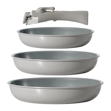 Juego de 3 Sartenes de 20/24/28 cm, mango extraíble, Sartenes Induccion, antiadherentes Sin PFOA, apto lavavajillas y horno