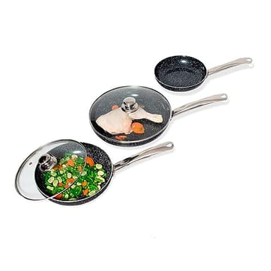 MAXELLPOWER sartenes antiadherentes, juego de 3 sartenes, sarten de 20-24-28 cm inducción, aptas para todo tipo de cocinas