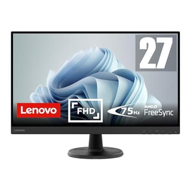 Lenovo D27-45 - Monitor 27" FullHD (VA, 3 Lados Ultrafinos, 1x HDMI 1.4, 1x VGA, 16:9, Tasa de Refresco 75Hz, Tiempo Respuesta 4ms, Montaje VESA 100 mm, AMD FreeSync, Soporte Inclinable) - Negro