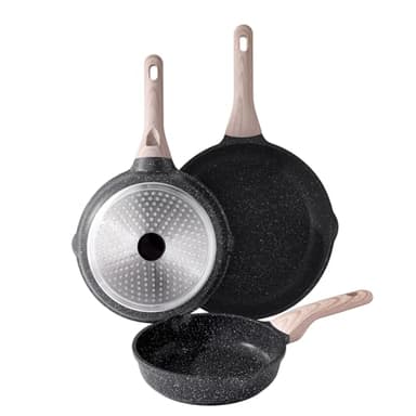 Kordisen Sartén Antiadherente Inducción Juego de 3, Saludable y No Tóxica, Sin PFOA (20/24/28 cm)